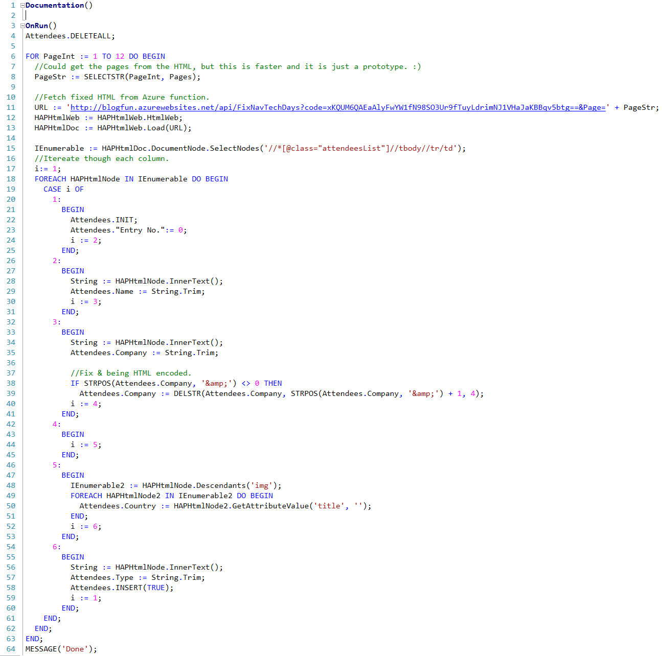 Final C/AL code calling Azure Function with API key
