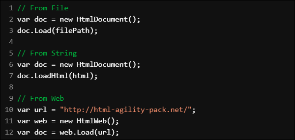 HTML Agility Pack example code from the homepage